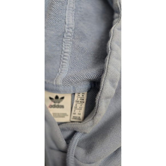 Adidas Originals Blue Cropped 3 Stripe Hoodie Pullover Women's Size M - Picture 4 of 7